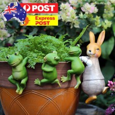 Resin Hanging Frog Rabbit Statue Climbing Planter Animal Sculpture Ornaments AU