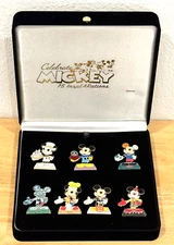DISNEY CELEBRATE MICKEY 75YRS INSPEARATIONS FUN & LAUGHTER 7PC PIN SET LE 2004