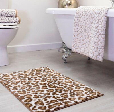 Leopardenmuster Badematte rutschfest 50 x 80 cm Luxus superweich Hochflor Mikrofaser