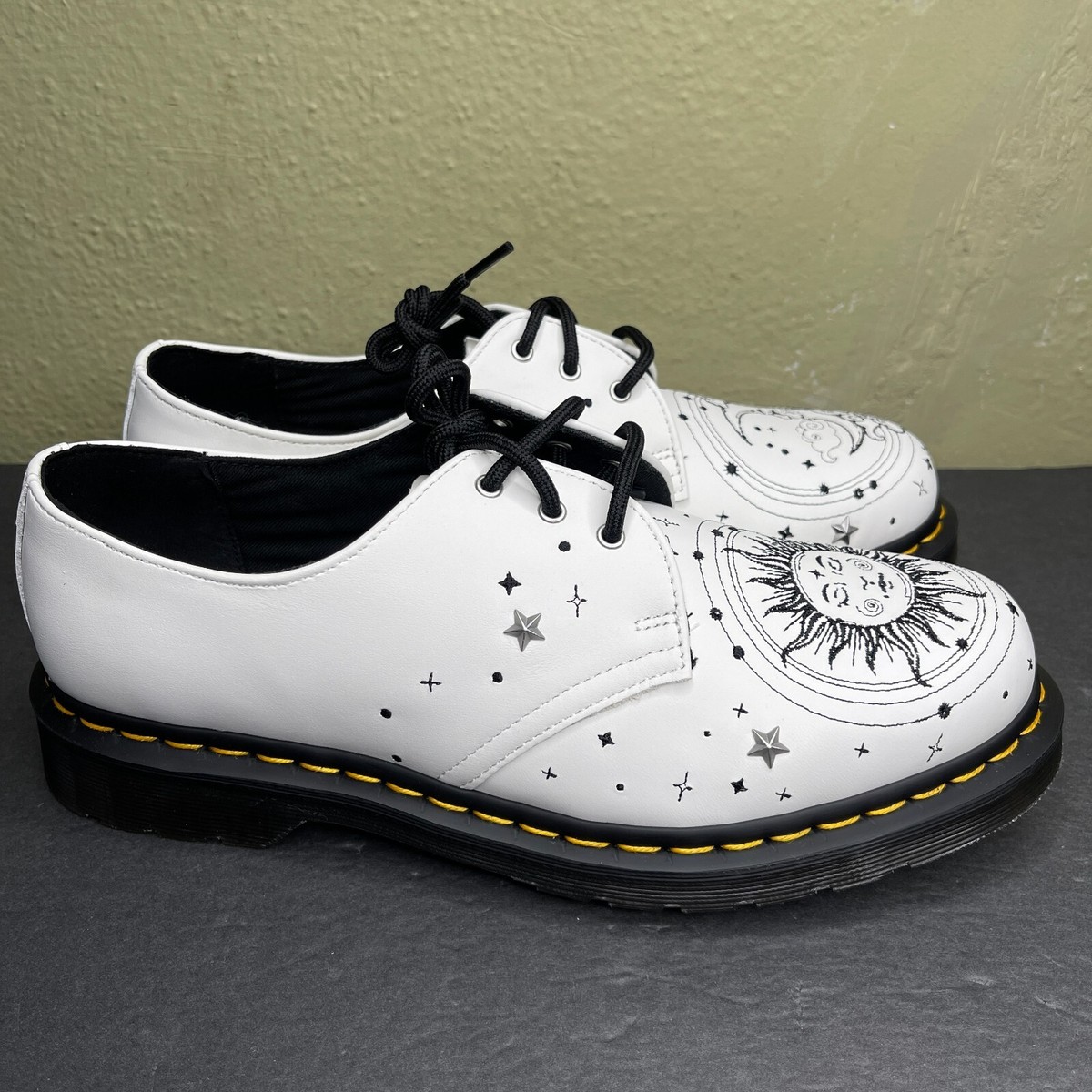 Dr. Martens 1461 Cosmic White and Black Loafers Dr. Martens 1461 Cosmic Embroidered Leather Oxford Shoes  main image 2