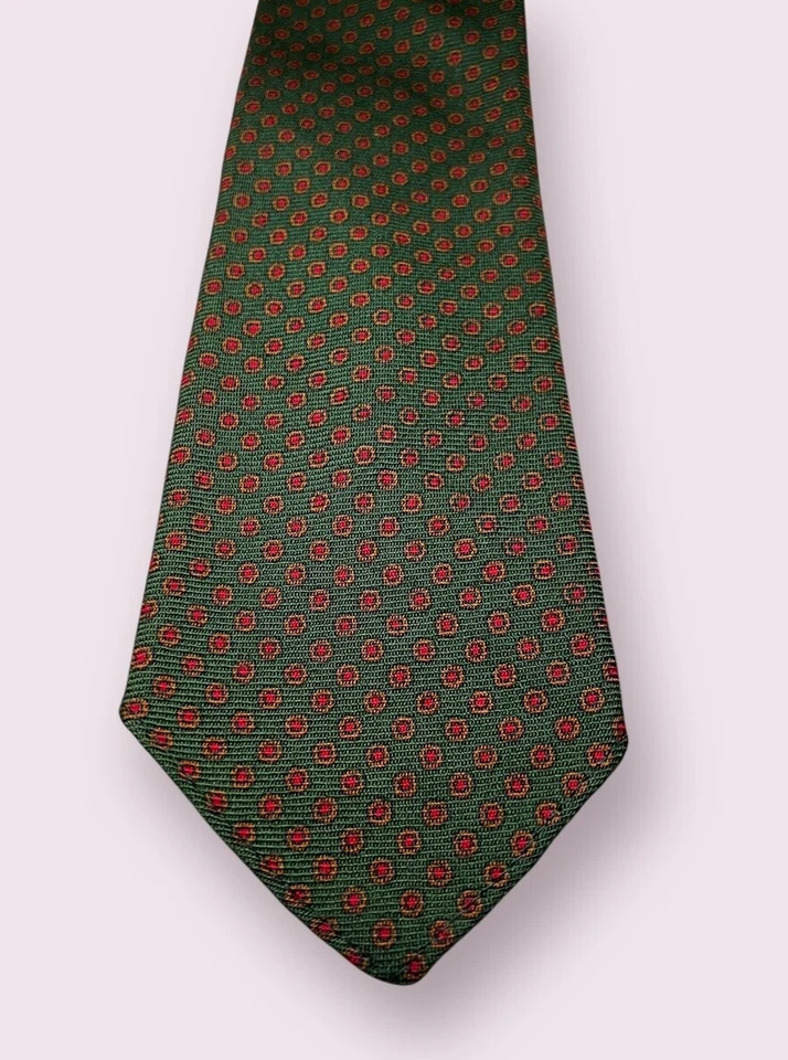 Corbata de cuello vintage con patrón de círculo 100 % lana bloqueada a mano hecha en Inglaterra Foto 2 de 4