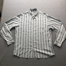 Ted Baker London Men s Button Up Dress Shirt Size 6 Gray Striped Long Sleeve