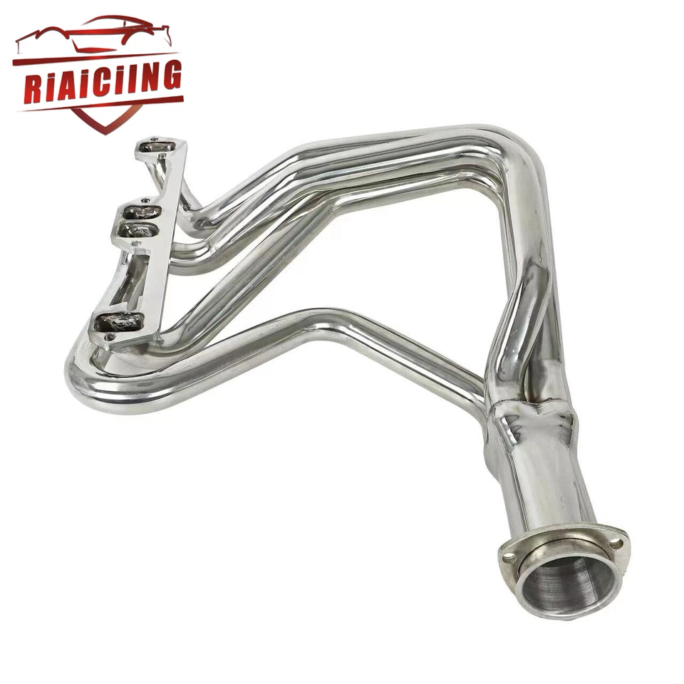 Par de cabezales de escape de tubo largo de acero inoxidable para Dodge 5.2 5.9 V8 1972-1991 pulido Foto 2 de 4