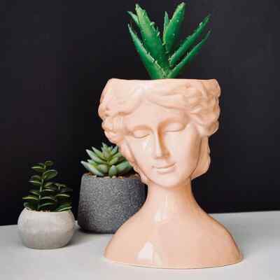 Buste Moderne Femme Pop Vase Floral Figurine Femme Tête Récipient 29Cm