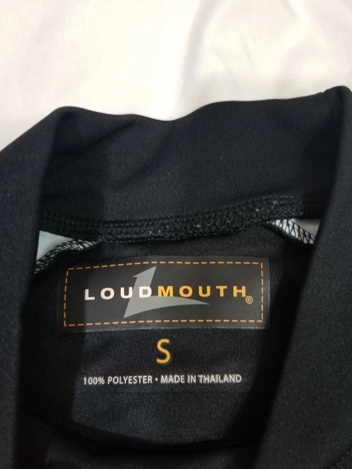 Loudmouth Golf Shirt Palm Beach Mens Black Green Mock Neck T-Shirt Size Small Foto 4 de 4