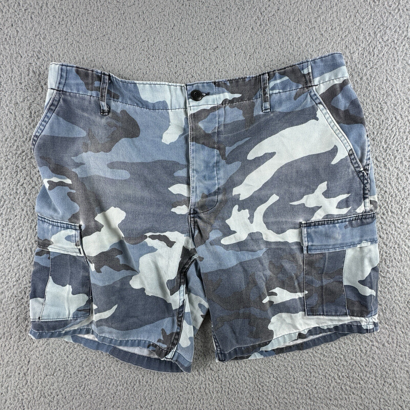 Ladiga Mens Blue Camo Combat Cargo Shorts Military Style Sportswear
