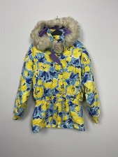 Head Vintage Outwear Ski Colourful Abstract Pattern Jacket Ladies Hooded Coat