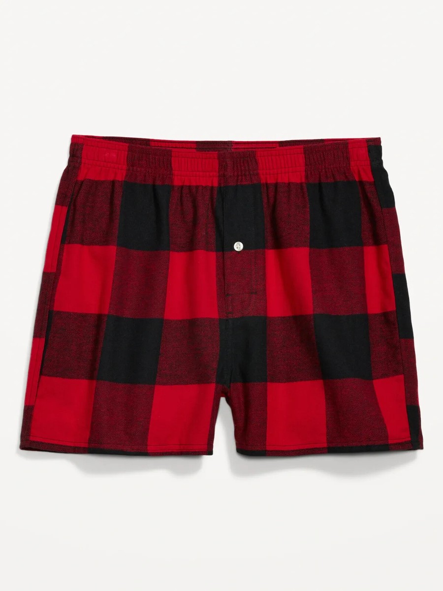 NWT Old Navy Red Buffalo Plaid Flannel Pajama Boxer Shorts Sleep