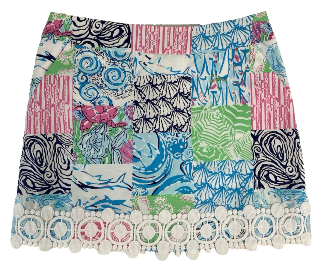 Lilly Pulitzer Patchwork Skort Fish Turtles Whale… - image 1