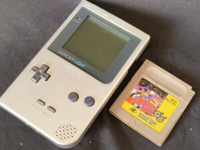 Nintendo Gameboy Light silver color console HGB-101 and Game set 