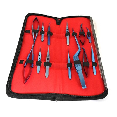13 Pcs Ophthalmic Titanium Eye Minor Micro Surgery Instrument Set Kit T ...