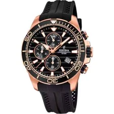 Festina Chrono F203671 Mens Black Rubber Strap Analog Dial Quartz Wristwatch