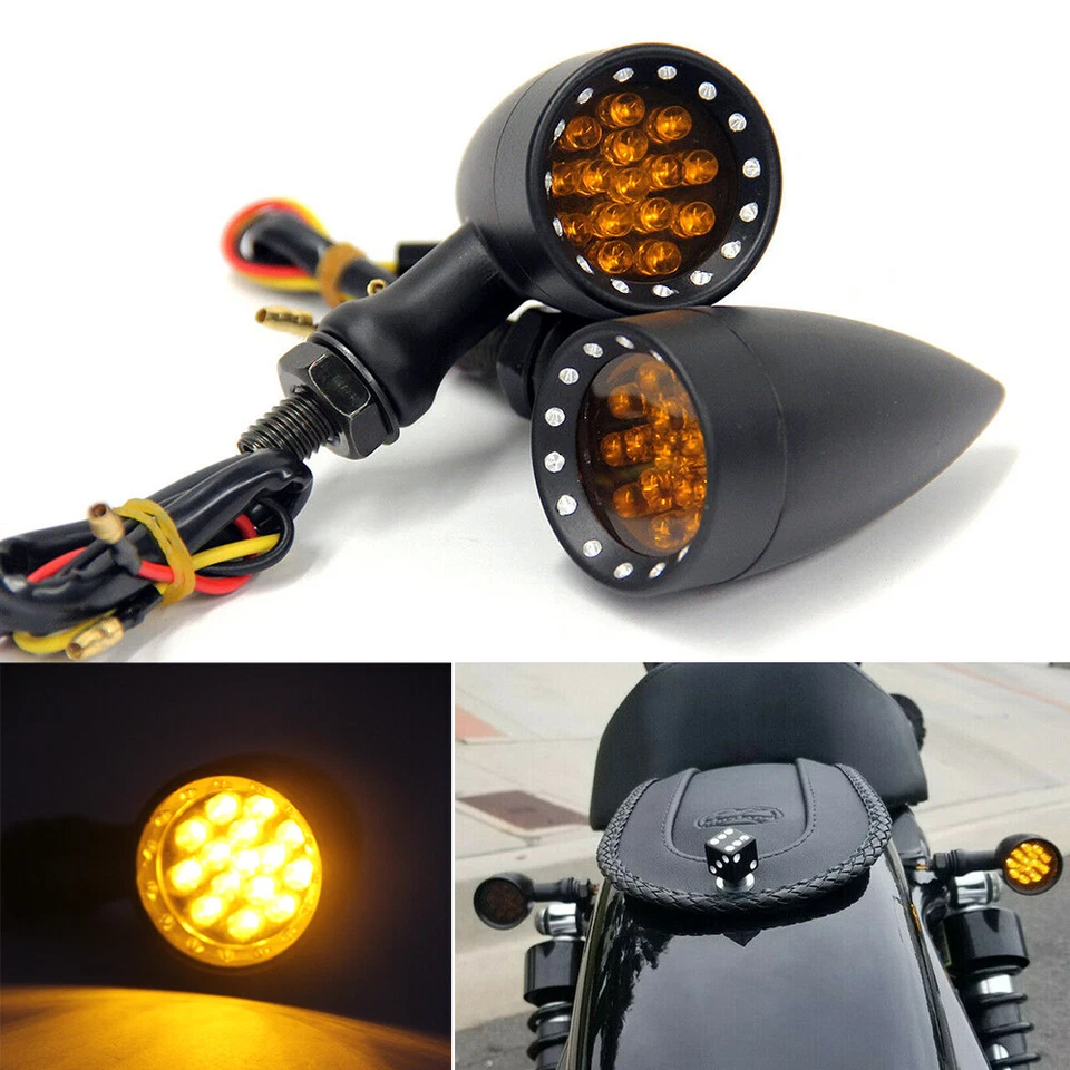 Motorcycle Bullet LED Turn Signal Light For Harley Davidson Sportster XL1200 883 - Image 4 of 4