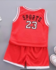 2Pcs boys Casual Basketball Number Graphic Print Round Neck Top shorts Set