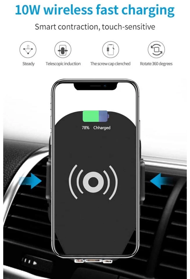  Auto Lock Car Air Vent Mount Holder, Wireless Fast Charger Infrared Sensor. NEW - Image 2 of 4