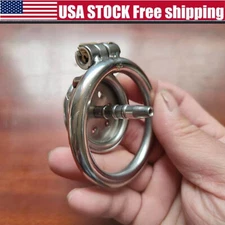 Locking Tube Male Stainless Steel Chastity Flat Cage Device Ring Bondage BDSM US