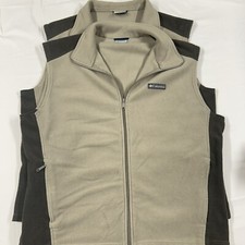 Two Pack Columbia Vests Jackets Mens XL Beige Brown Fleece Full Zip Pockets