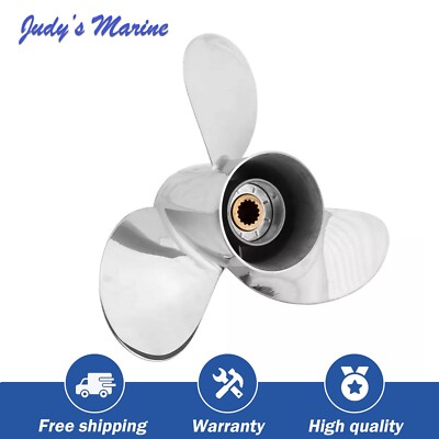 Stainless Steel 13 x 19 Boat Propeller for Yamaha 50-130HP 15 Spline Tooth,RH