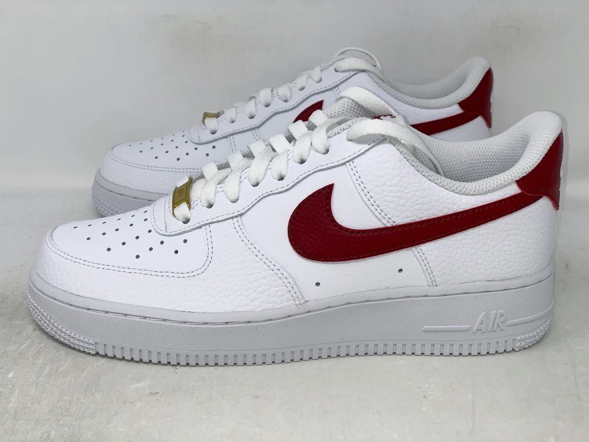 Nike Air Force 1 'Team Red Swoosh' White Sneaker, Size 15 CZ0326-100