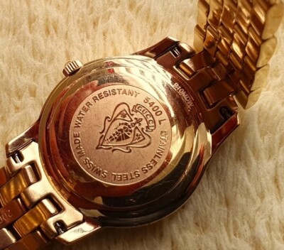 Gucci 5400L 18K Gold Plated Black Dial Women's Watch Vintage 1980