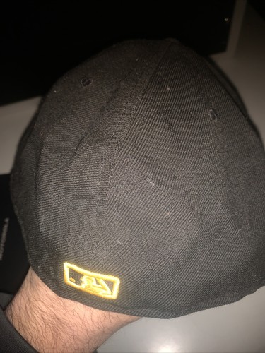 New Era New York Yankees Black And Gold Yellow Cap Hat Size 8 - Picture 10 of 19