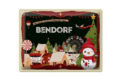 Blechschild Weihnachten Grüße aus BENDORF Geschenk Deko Schild  40x30 cm