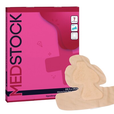 MEDSTOCK Silicone Foam Heel & Joint Dressing with Border - 7.25''x9.5'' (Box of 5)