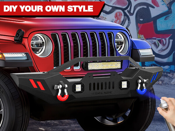 For 2019-2024 Wrangler JL/JLU Front or Rear Bumper W/Winch Plate&LED Lights thumbnail 8