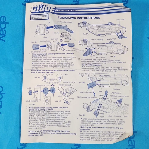 1986 GI Joe Vintage Tomahawk Helicopter Blueprint Instructions VEHICLE Cobra
