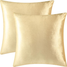 2 Pack 18X18 Pillow Cover Velvet Pillow Covers, 18" X 18" Pack of 2 Champagne