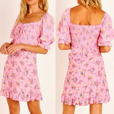 Faithfull The Brand Sage Mini Dress in Juliette Pink Floral Size 4