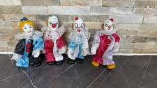 Set Of 4 Vintage Porcelain Clown Dolls Porcelain Head Hands & Feet Wired Body