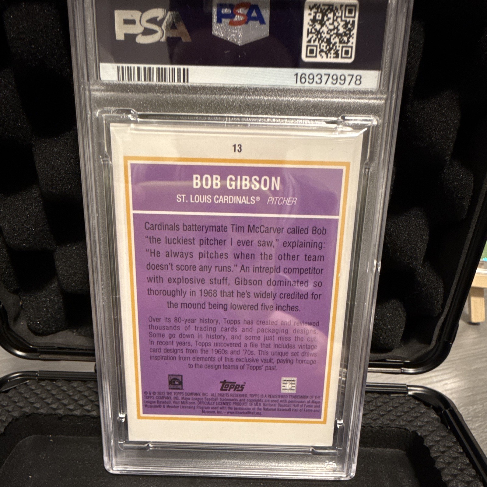 Topps 2022 Brooklyn Collection Bob Gibson #13 Red 4/5 PSA 10 Cardinals view 2