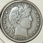 1906-P Barber Half Dollar VF-Very Fine 90% Silver 50c Full LIBERTY