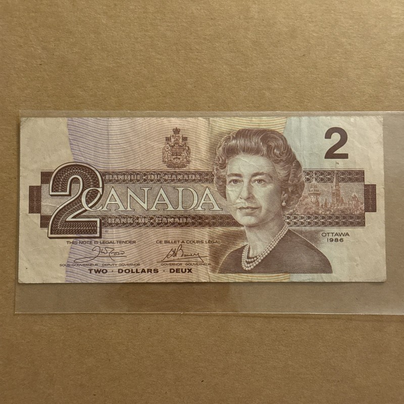 🇨🇦 1986 Canada $2 Dollar Bill Banknote Canadian 2 Dollar Currency Paper Money