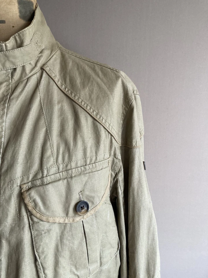 Hackett London Serengeti Wax Jacket Mens Size L Sand 100% Linen Field Safari - Image 3 of 4