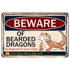 Beware Of Bearded Dragon Reptile Dragons Tin Metal Signs Home D cor 8x12
