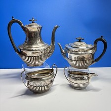 Tea Coffee Pots Bowl & Jug Set WALKER & HALL Silver Plated Vintage 1898 Engraved