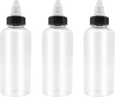 3 Pcs Dispensing Bottles 8oz Plastic Boston Squeeze Bottles W/ Twist Top Cap
