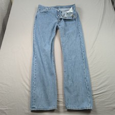 Levis 501 Jeans Mens 36x34 Blue Faded Whiskers Button Fly Western Cowboy