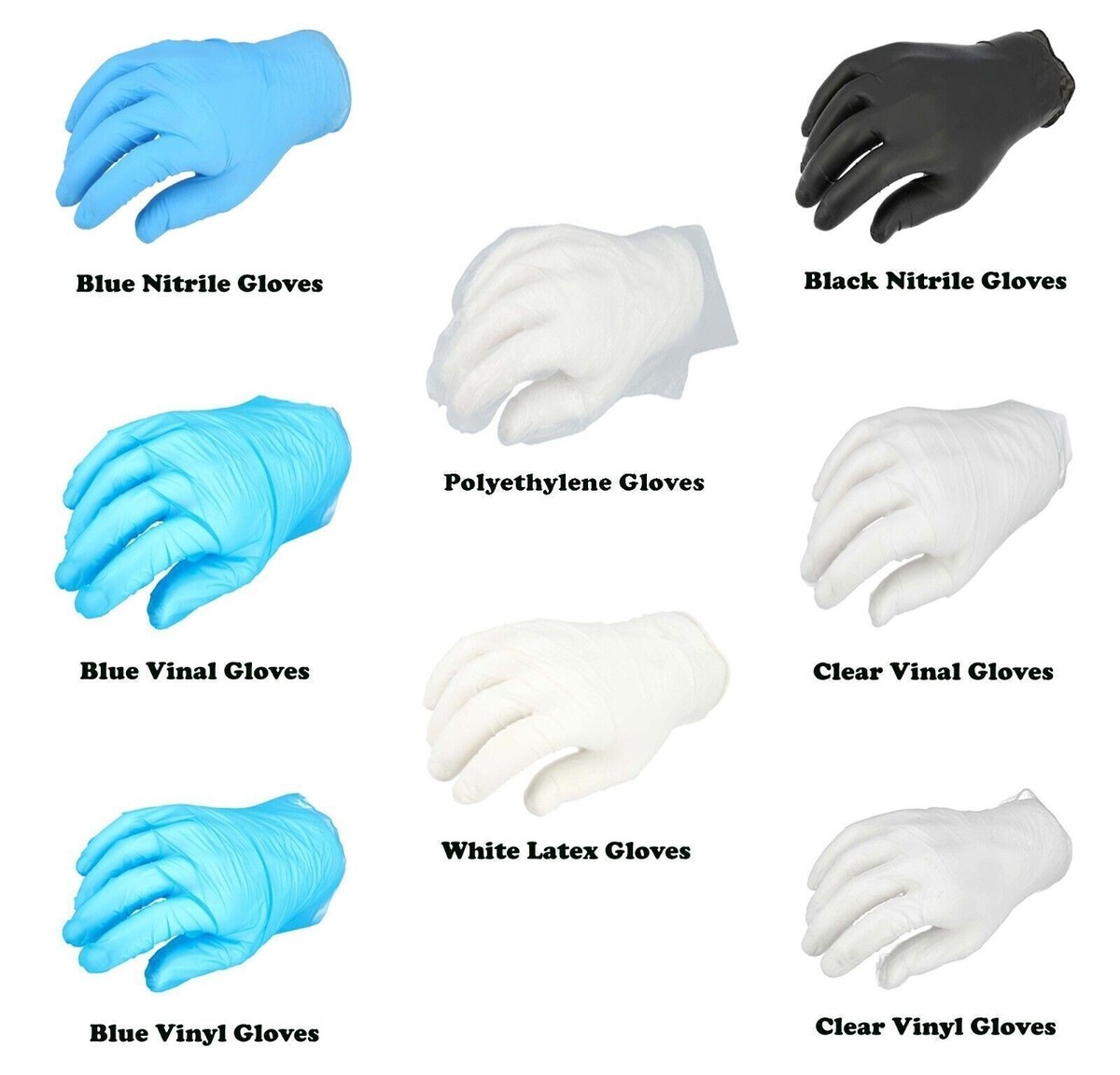 Disposable Gloves Powder Free Nitrile Vinyl Latex Polyethylene