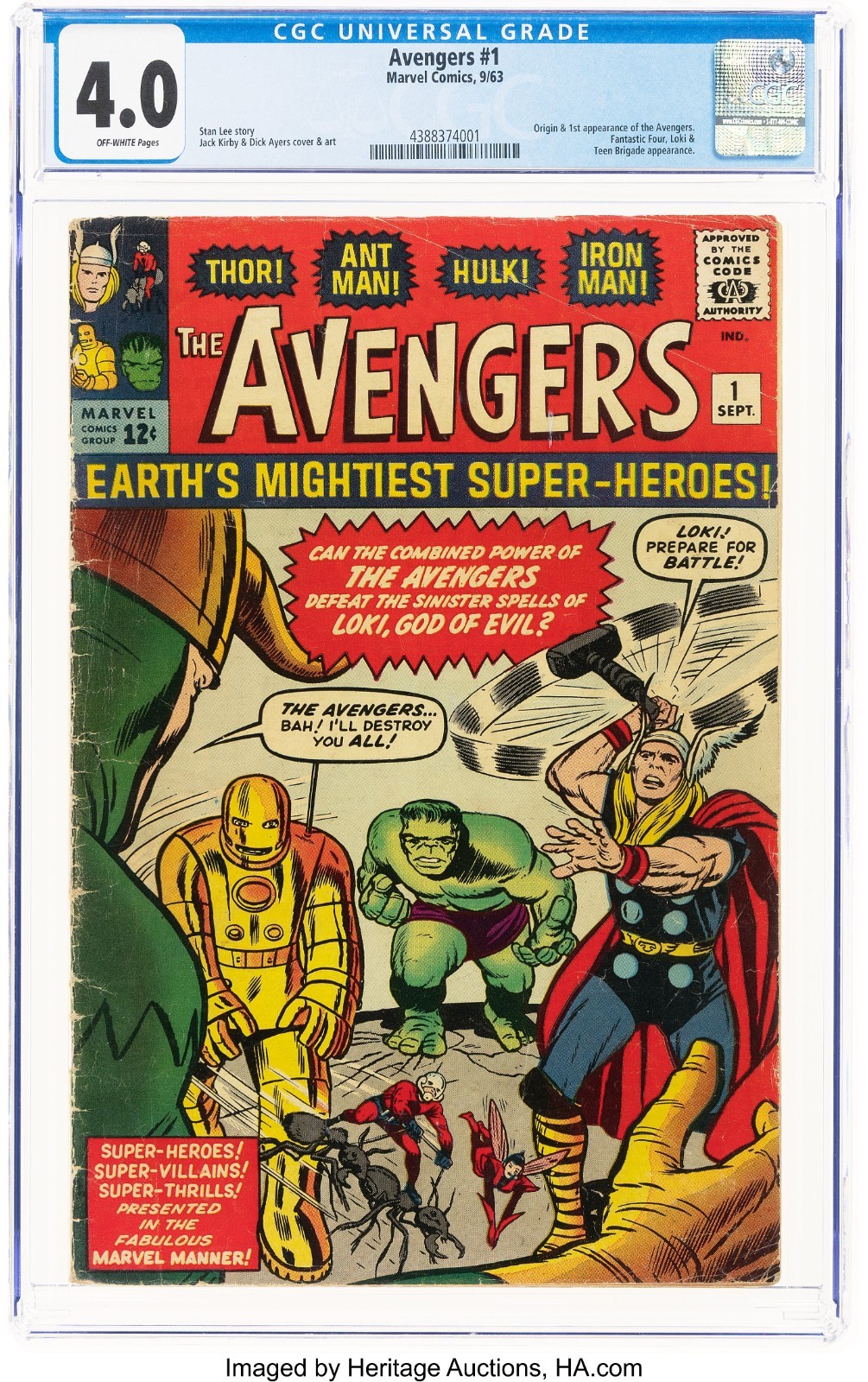 Avengers #1 CGC 4.0 OWP -  1963