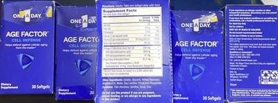 6 ONE A DAY AGE FACTOR CELL DEFENSE 30 Softgels - EXP 02/03/2026 Sealed Lots 6