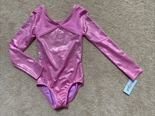 Cat Jack Leotard Gymnastics Dance Sz M 7 8 Shimmering Pink Long Sleeves