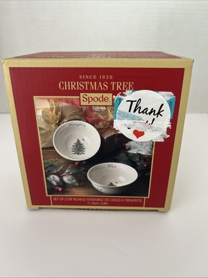 2 Spode Christmas Tree Dip Bowls ''Naughty'' & ''Nice'' NEW Set