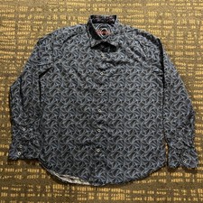 Robert Graham Shirt Mens Large Blue Dot Print Classic Fit Long Sleeve Button Up