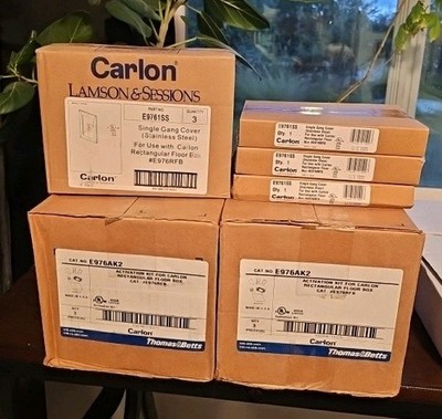 Lot of 6 Carlon E976AK2 Rectangular Floor Box Activation Kit + 6 x E9761SS Cover