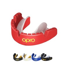 OPRO Gold Level Moldable Mouth Guard for Braces Adult (Age 10+), Red/Pearl