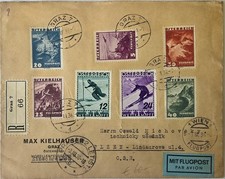 Austria- 1936 - FIS II - Znaczki specjalne na poleconym liście lotniczym