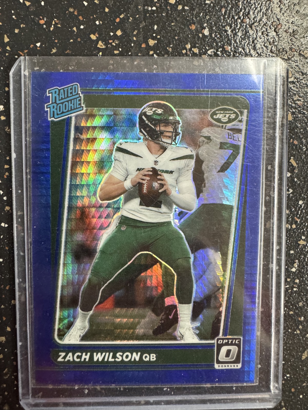 2021 Panini Donruss Optic - Rated Rookie Zach Wilson #202 Blue Hyper Prizm (RC)